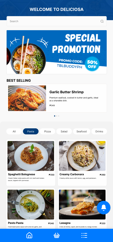 Table Buddy QR ordering interface preview